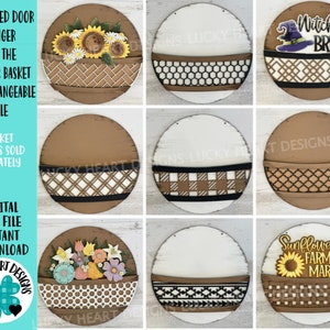 Colgador de puerta estampado para la cesta de flores Archivo intercambiable SVG, Navidad Otoño Primavera Vacaciones de temporada, Glowforge, LuckyHeartDesignsCo