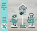 Winter Birds Standing File SVG, Glowforge, Birdhouse, Snowflake, Snowman, Tiered Tray LuckyHeartDesignsCo
