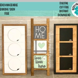 Interchangeable Leaning Sign File SVG,  Inserts, Wall collage, Interchangeable Glowforge, LuckyHeartDesignsCo