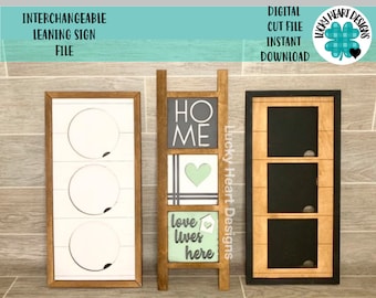Interchangeable Leaning Sign File SVG,  Inserts, Wall collage, Interchangeable Glowforge, LuckyHeartDesignsCo, Base Base
