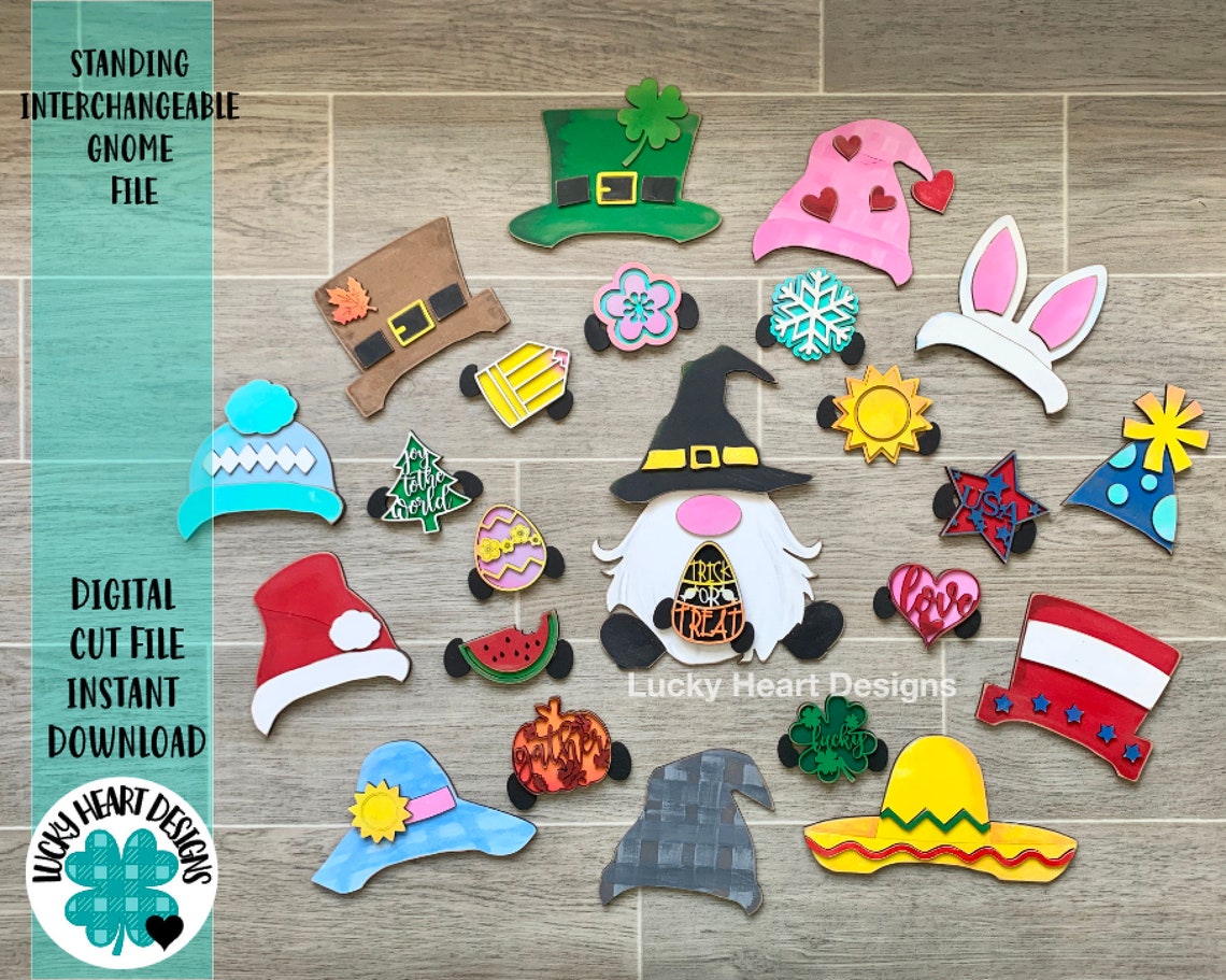 Download Standing Interchangeable Gnome File SVG Glowforge Home ...