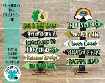 St. Patrick's Day Day Street Sign File SVG, Glowforge, LuckyHeartDesignsCo