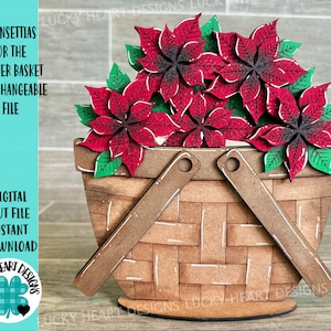 Poinsettia voor de bloemenmand verwisselbaar bestand SVG, kerst gelaagde lade, Glowforge, LuckyHeartDesignsCo