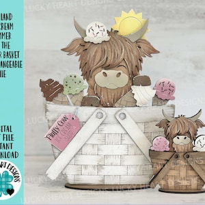 Highland Ice Cream Summer For The Flower Basket Verwisselbaar bestand SVG TINY Beach Sunshine gelaagde lade, Glowforge, LuckyHeartDesignsCo