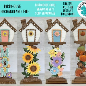 File intercambiabile SVG Birdhouse, Glowforge, Stagionale, Forme per le feste, Primavera, Birdhouse, LuckyHeartDesignsCo