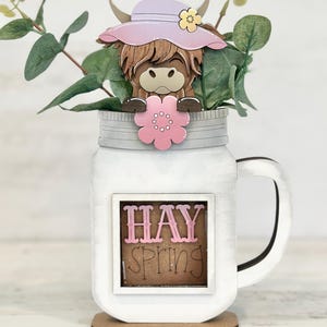 Highland Spring Mug Hugger File SVG, Glowforge Flower, Cow, Farm, Tiered Tray, Tray Decor, Plant Topper, Gift, LuckyHeartDesignsCo image 6