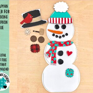 Snowman Backer for Stacking Pumpkin File SVG, Glowforge Standing Winter Decor, LuckyHeartDesignsCo