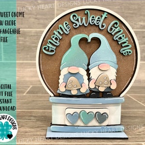 Gnome Sweet Gnome Snow Globe Interchangeable File SVG, Glowforge, Mushroom, Tiered Tray LuckyHeartDesignsCo