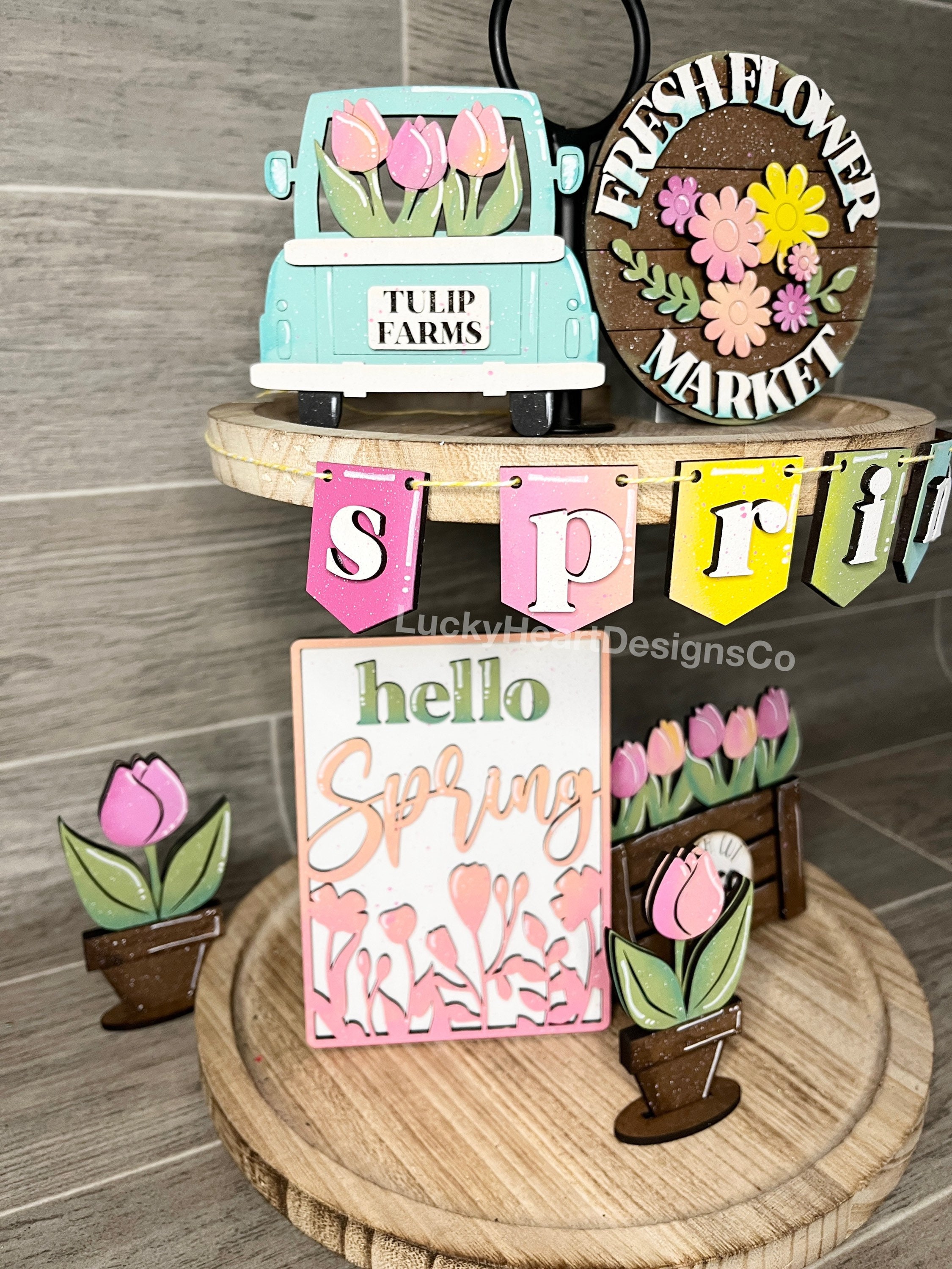 Flower Market Spring Tiered Tray File SVG, Tier Tray ...