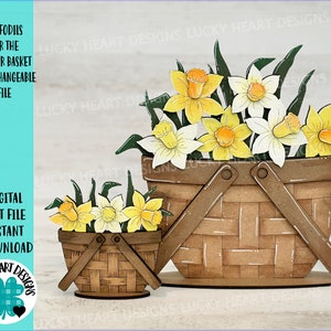 Narcis voor de bloemenmand verwisselbaar bestand SVG, bloemen, bloemen, lente gelaagde lade, Glowforge, LuckyHeartDesignsCo