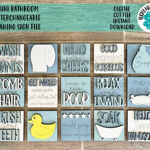 MINI badkamer verwisselbare scheve teken bestand SVG, gelaagde lade Glowforge, LuckyHeartDesignsCo
