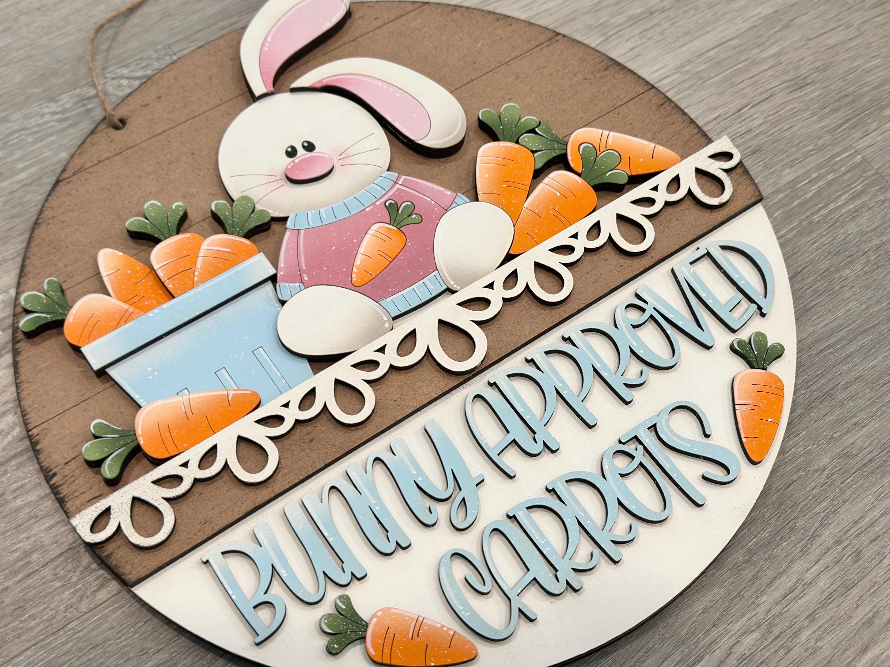 Easter Bunny Carrots Holiday Door Sign Interchangeable File, SVG Bunny ...