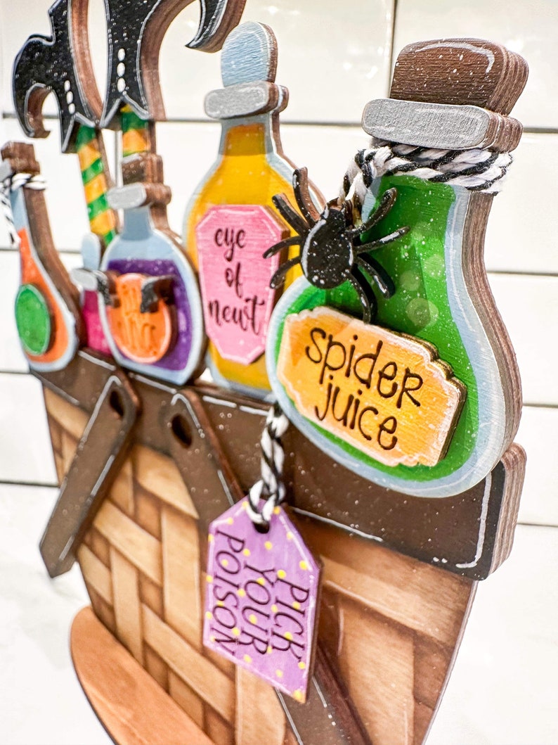Potion Witch For The Flower Basket Interchangeable File SVG, Halloween, Fall Tiered Tray, Glowforge, LuckyHeartDesignsCo image 4