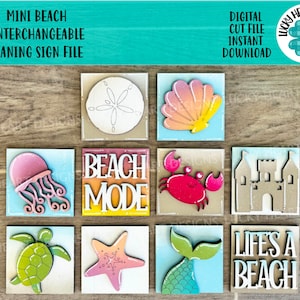MINI Beach Interchangeable Leaning Sign File SVG, Summer Tiered Tray Glowforge, LuckyHeartDesignsCo