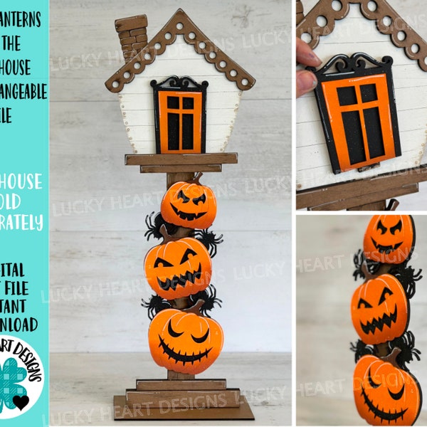 Jackolanterns for the Birdhouse Interchangeable File SVG, Glowforge, Fall, Seasonal, Holiday Shapes, Halloween, LuckyHeartDesignsCo