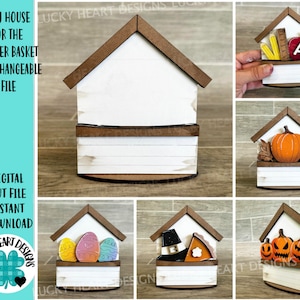 TINY House para la cesta de flores Archivo intercambiable SVG, Letrero de escritorio, Maestro, Escuela, Temporada, Vacaciones, Glowforge, LuckyHeartDesignsCo