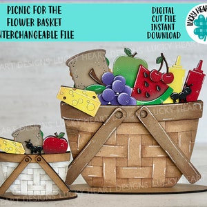 Zomerpicknick voor de bloemenmand verwisselbaar bestand SVG, strand, watermeloen, vakantie, gelaagde lade, Glowforge, LuckyHeartDesignsCo