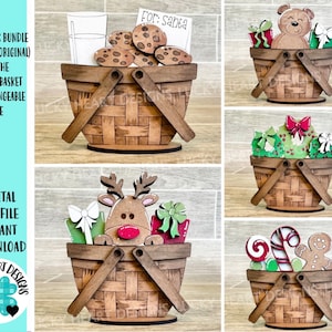 クリスマス バンドル フラワー バスケット 交換可能ファイル SVG、ホリデー、TINY、クリスマス ティアード トレイ、Glowforge、LuckyHeartDesignsCo