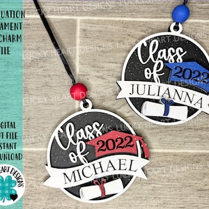 Graduation Ornament Car Charm File SVG, Glowforge, LuckyHeartDesignsCo