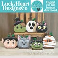 Halloween Faces Pumpkin Standing File SVG, Jack-o-lantern, Mummy, Werewolf, Frank, Ghost, Witch, Tiered Tray Glowforge, LuckyHeartDesignsCo