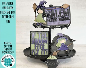 Leuke heks Halloween snel en gemakkelijk gelaagde lade bestand SVG, lade, Trick or Treat, Glowforge Laser, LuckyHeartDesignsCo