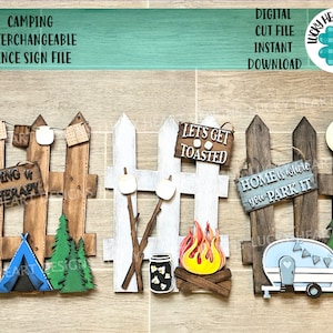 Camping Interchangeable Fence File SVG, Camper, S'Mores, Glowforge, LuckyHeartDesignsCo