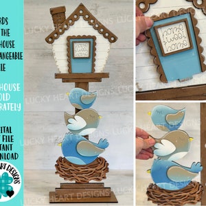 Uccelli per la casetta per uccelli intercambiabile File SVG, Glowforge, Autunno, Stagionale, Forme natalizie, Primavera, Nido, LuckyHeartDesignsCo