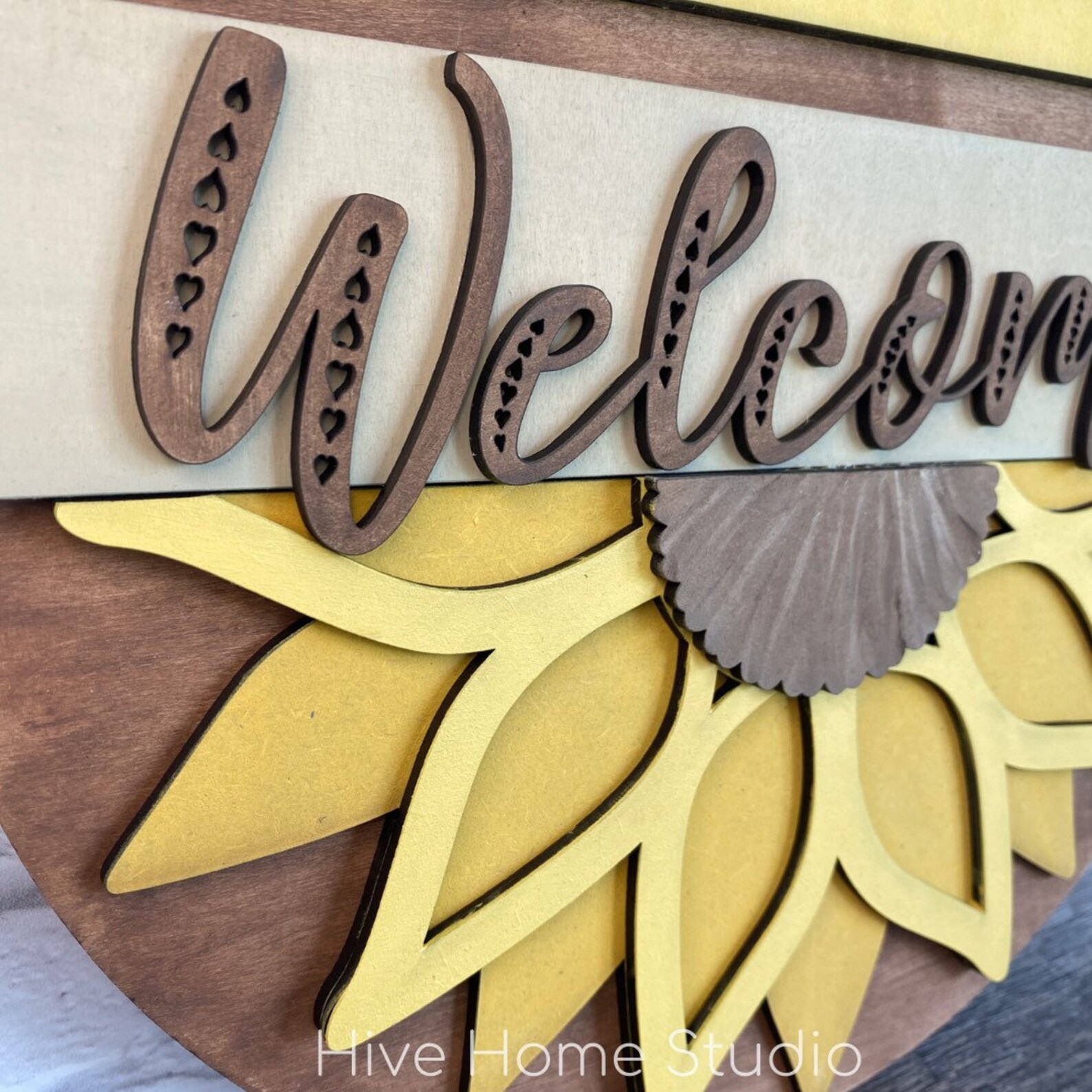 Download Floral Welcome Door Hanger Sign File SVG Glowforge | Etsy