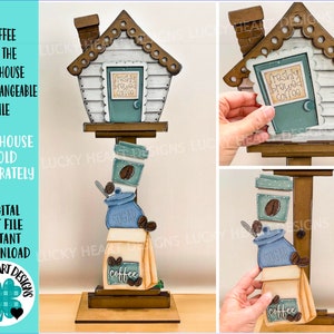 Café pour le nichoir fichier interchangeable SVG, décoration d'intérieur, été Glowforge, saisonnier, vacances, LuckyHeartDesignsCo