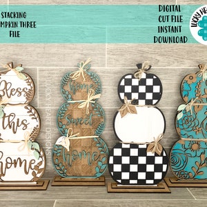 Stacking Standing Pumpkins Three File SVG, Fall Glowforge, LuckyHeartDesignsCo
