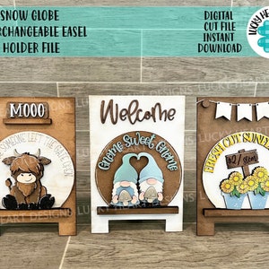 Snow Globe Interchangeable Easel Holder File SVG, Glowforge, Sandwich board LuckyHeartDesignsCo