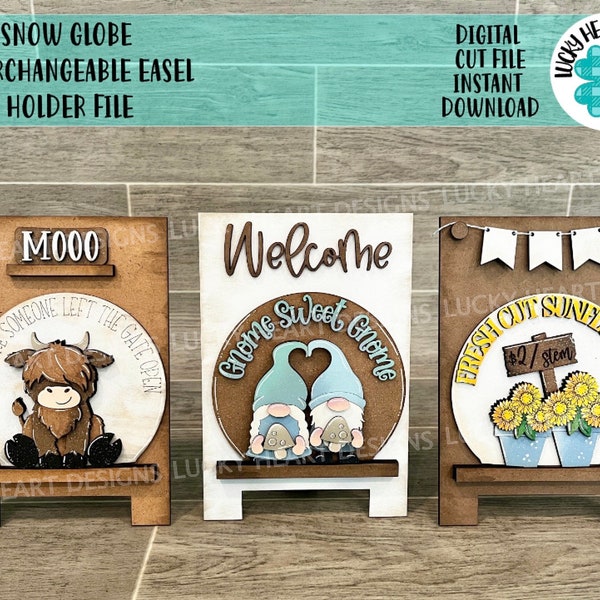 Snow Globe Interchangeable Easel Holder File SVG, Glowforge, Sandwich board LuckyHeartDesignsCo