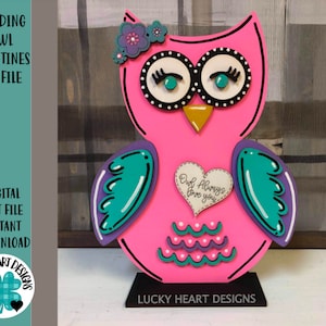 Standing Owl Kit Fichier SVG, Glowforge, artisanat de la Saint-Valentin