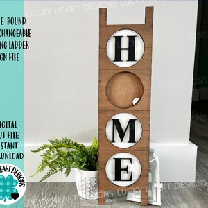 HOME Runde austauschbare schiefe Leiter Zeichendatei SVG, Glowforge, LuckyHeartDesignsCo Base
