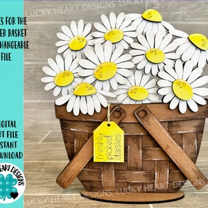 Madeliefjes voor de bloemenmand verwisselbaar bestand SVG, bloemen, bloemen, lente gelaagde lade, Glowforge, LuckyHeartDesignsCo