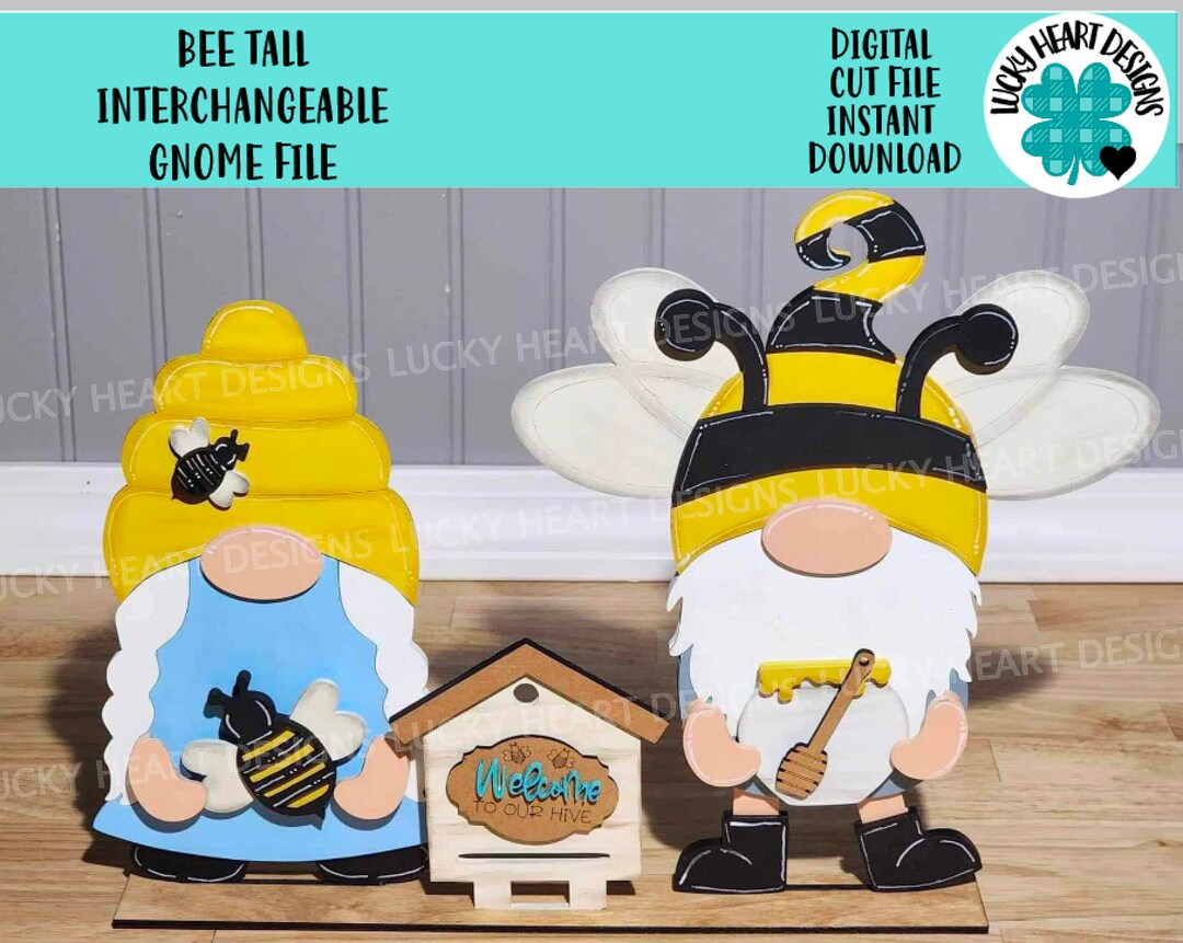 Bee Standing Tall Gnome Interchangeable File SVG, (add On-gnomes Sold ...