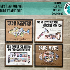 Father&#39;s Day Themed Picture Frame File SVG, Glowforge Dad Gift, LuckyHeartDesignsCo