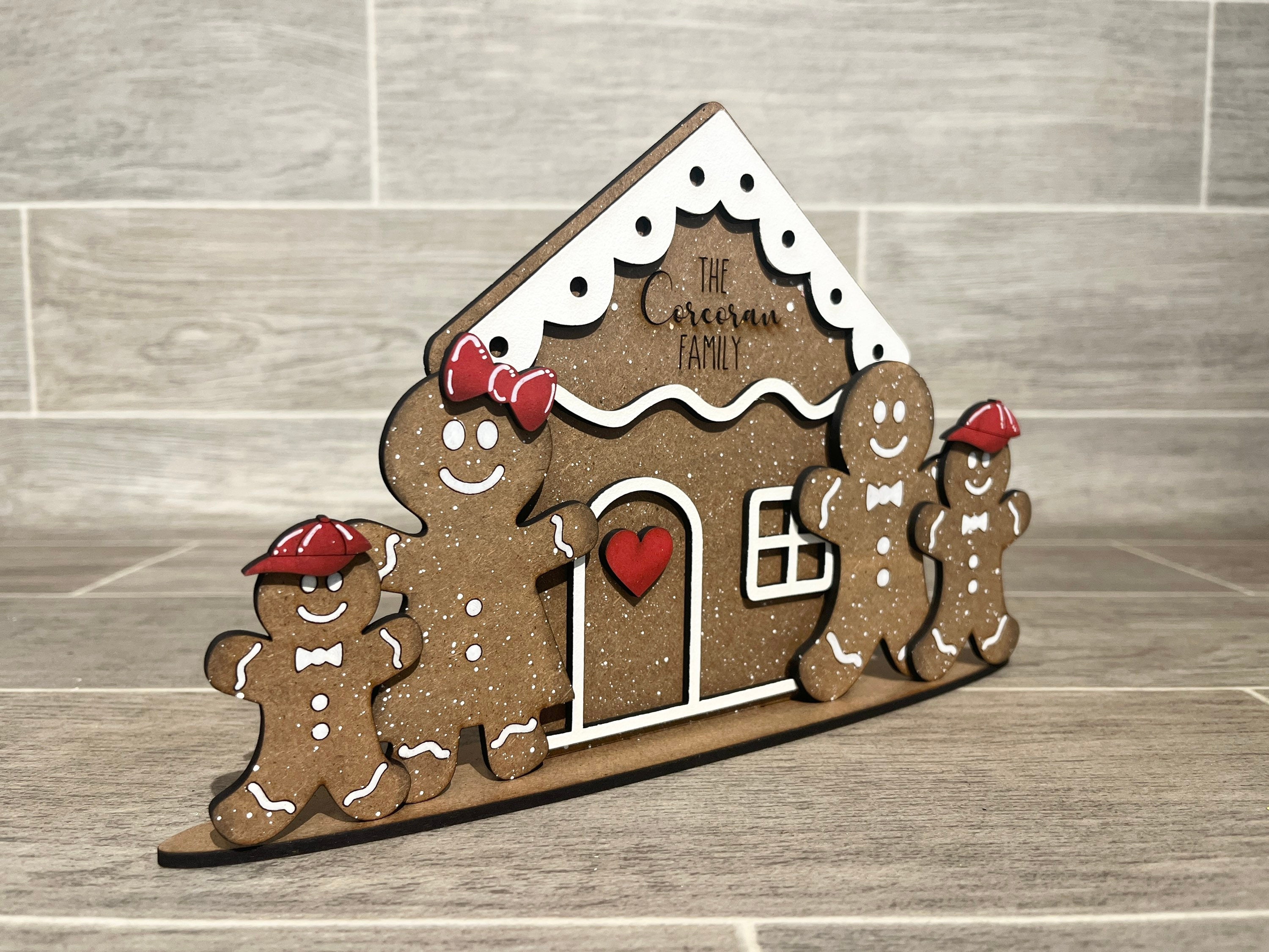 Standing Gingerbread Family File SVG File Glowforge | Etsy