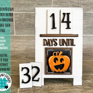 MINI Placa de sanduíche de contagem regressiva Arquivo de sinal inclinado intercambiável SVG, sinal de cavalete Bandeja em camadas Glowforge, LuckyHeartDesignsCo