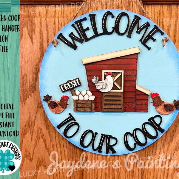 Chicken Coop Door Hanger Sign File SVG, Granja de huevos de gallina Glowforge, LuckyHeartDesignsCo