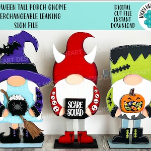 Halloween Tall Porch Interchangeable Leaning Sign Gnome File SVG, Glowforge fall , LuckyHeartDesignsCo