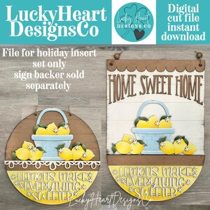 Lemon Holiday Door Sign Interchangeable File, SVG, Lemonade, Summer, Fruit, Basket, Spring Seasonal Home Welcome, glowforge