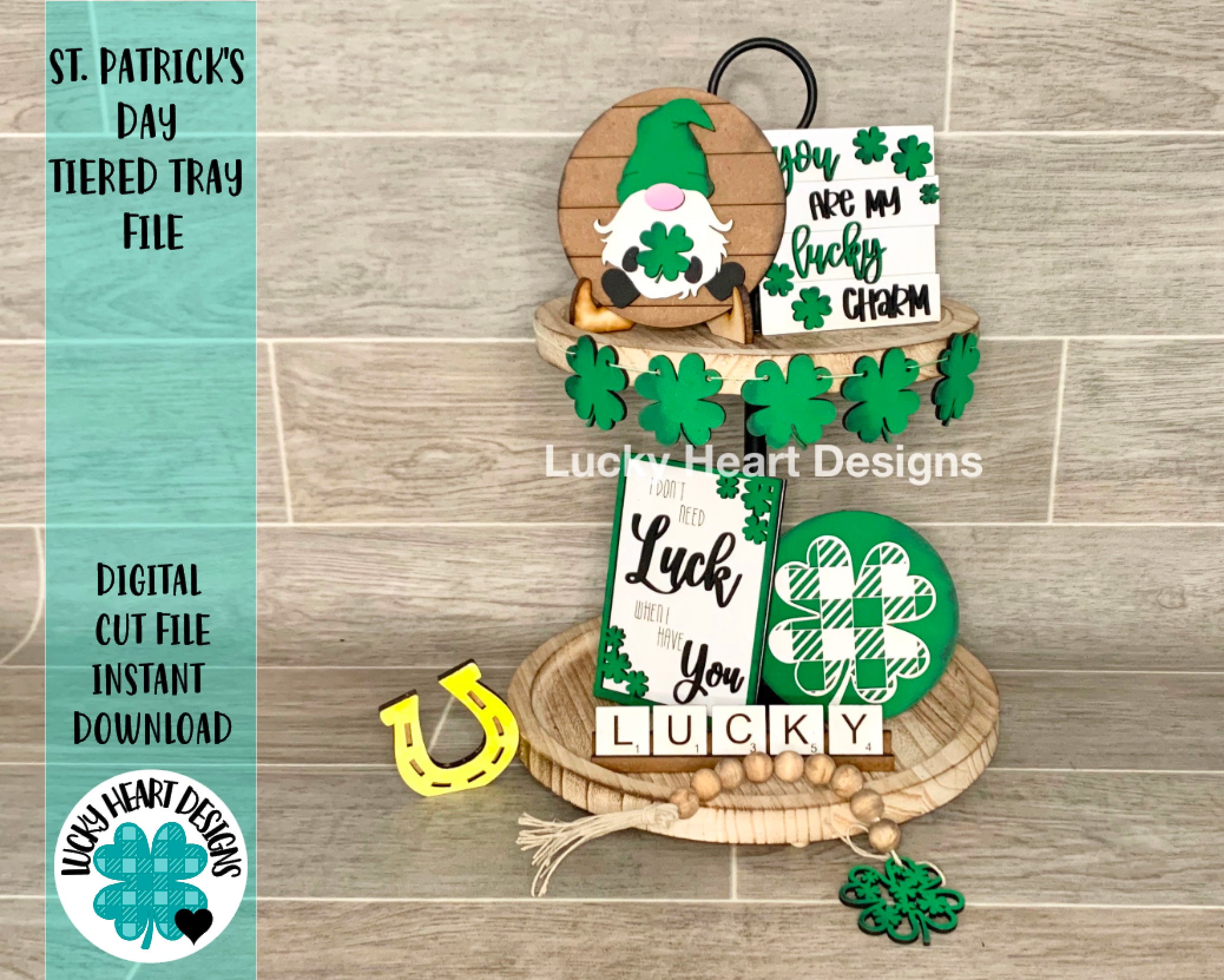 Lucky Tiered Tray File SVG, St. Patrick's Day, Glowforge Tier Tra…