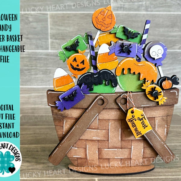 Halloween Candy For The Flower Basket Interchangeable File SVG, Fall Tiered Tray, Glowforge, LuckyHeartDesignsCo