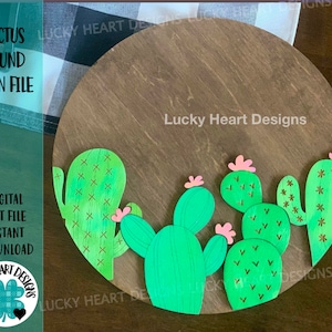 Cactus Door Hanger File SVG, Glowforge File SVG, Cacti Sign, LuckyHeartDesignsCo