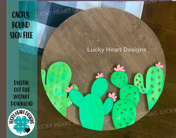 Cactus Door Hanger File SVG, Glowforge File SVG, Cacti Sign, LuckyHeartDesignsCo