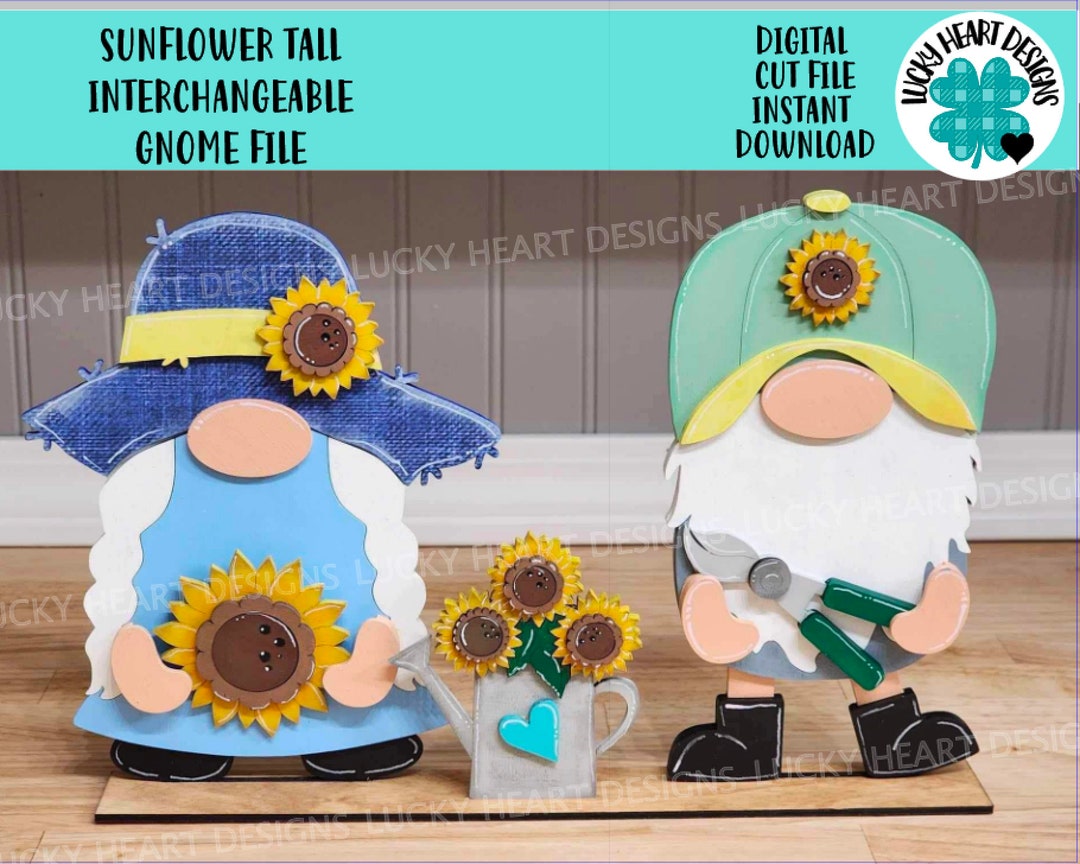 Sunflower Standing Tall Gnome Interchangeable File Svg,fall Summer ...