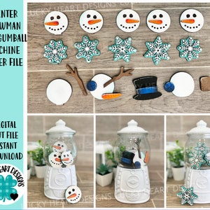 Winter Snowman Gumball Machine Filler File SVG, Glowforge, LuckyHaertDesignsCO