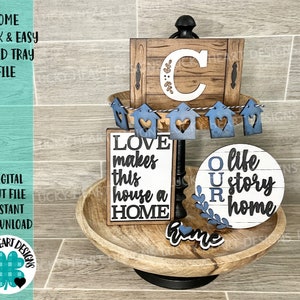 Home Snel en eenvoudig gelaagd ladebestand SVG, Glowforge Farmhouse Tier Tray, LuckyHeartDesignsCo