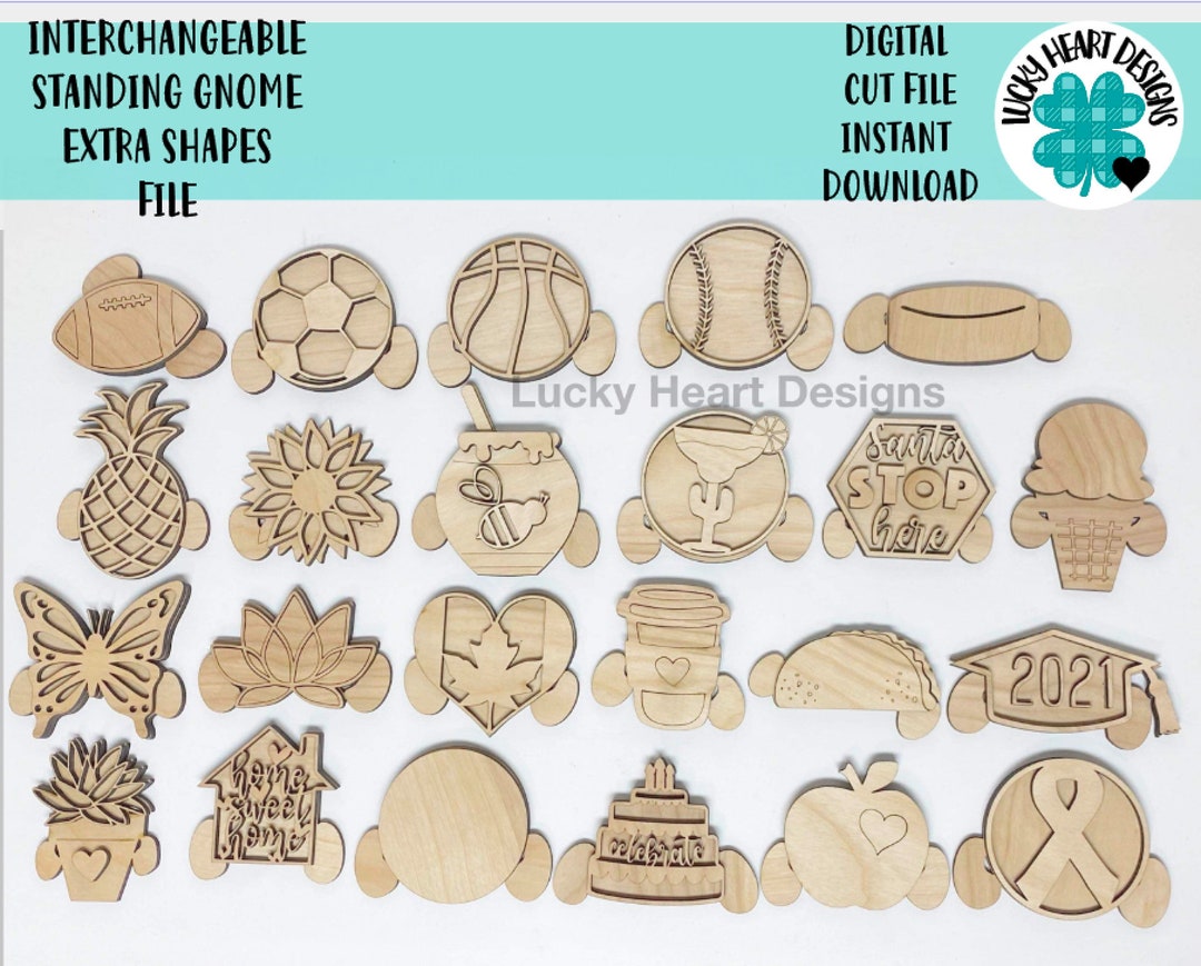 Interchangeable Standing Gnome Extra Shapes File SVG, Glowforge ...